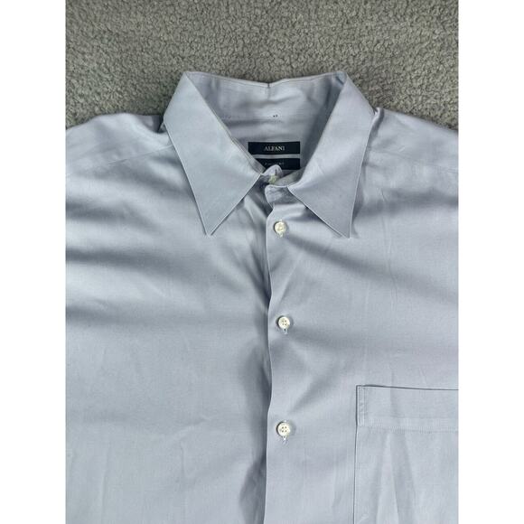 Alfani Shirt Mens 34 - 35 XL Button Down 17 inch Gray Solid Pinpoint Non Iron - Picture 4 of 11